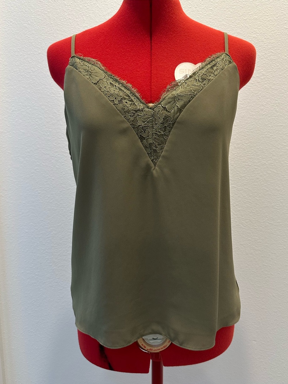 Melrose Market - Olive Lace-Trim V-Neck Cami Tank Top - Women's Size Extra Small